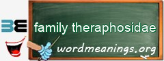 WordMeaning blackboard for family theraphosidae